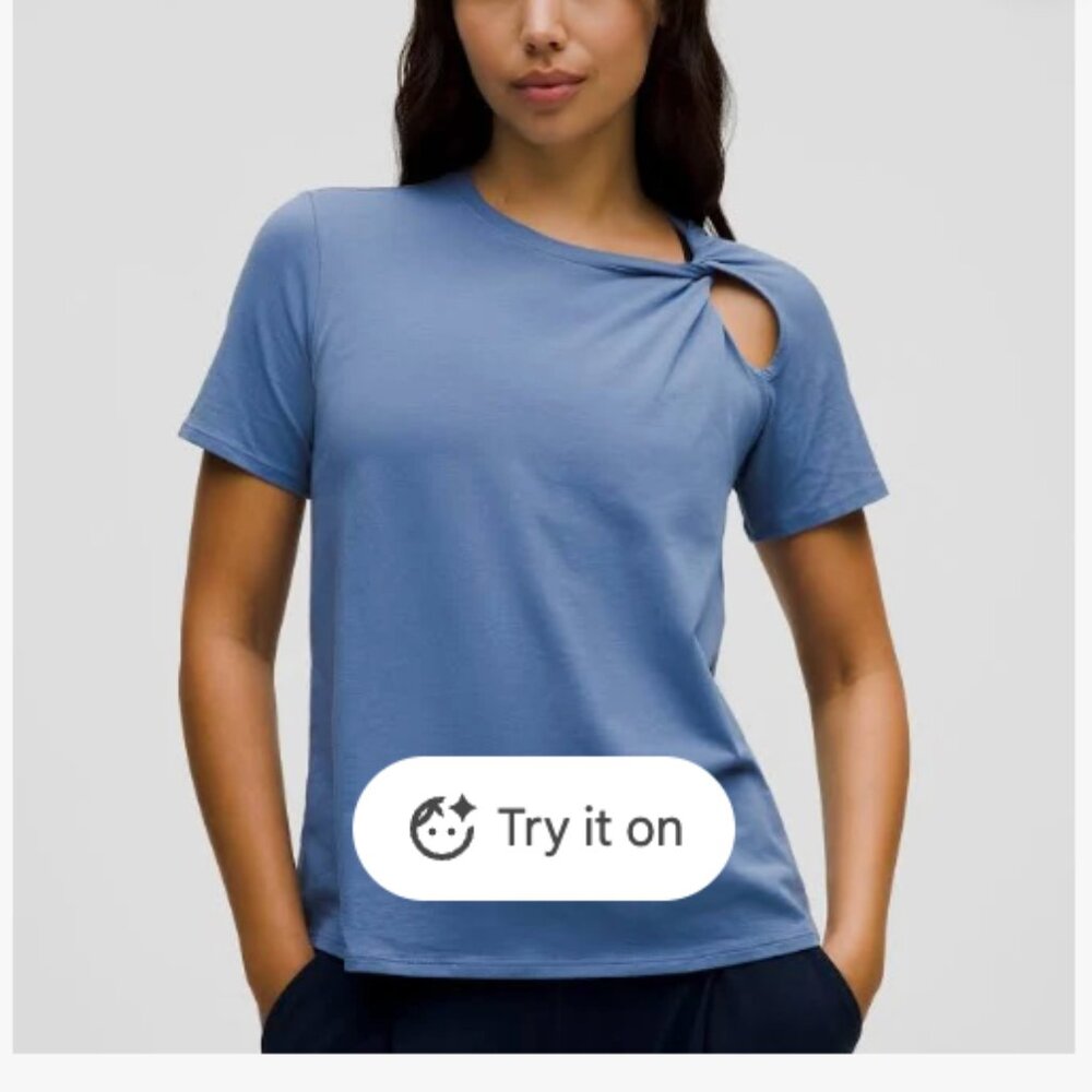 Cotton Shoulder-Twist T-Shirt Oasis Blue